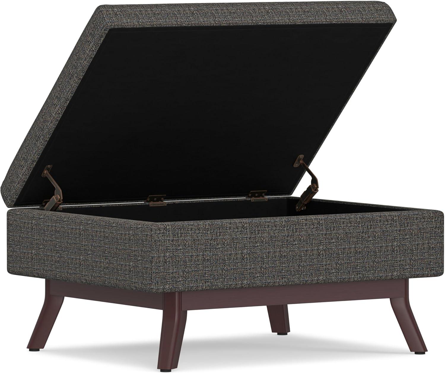 Simpli Home Owen 34"W Upholstered Coffee Table Storage Ottoman with Lift Top and Solid Wood Legs