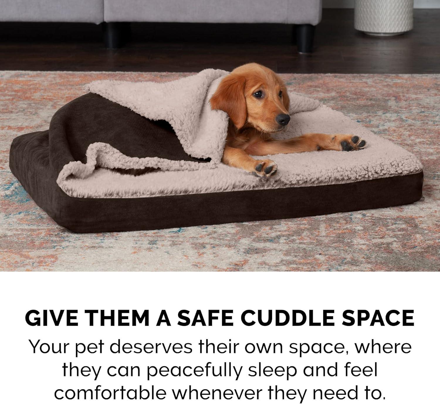 FurHaven Berber and Suede Blanket Top Mattress Memory Foam Dog Bed