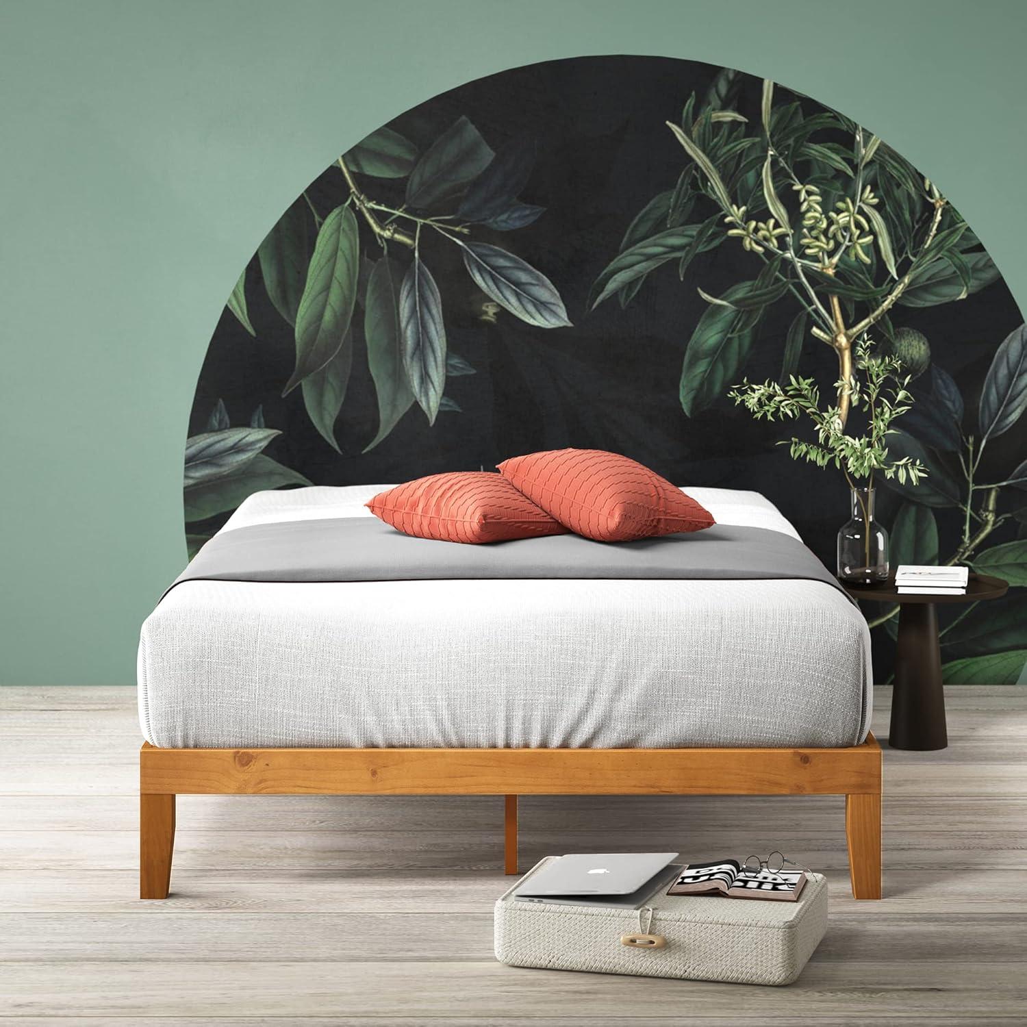 Queen Alexia Standard Wood Platform Bed Frame Natural - Zinus