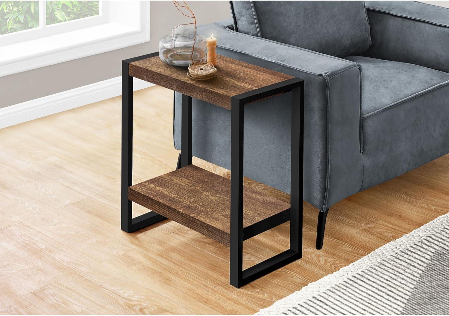 Black and Brown Reclaimed Wood Rectangular End Table