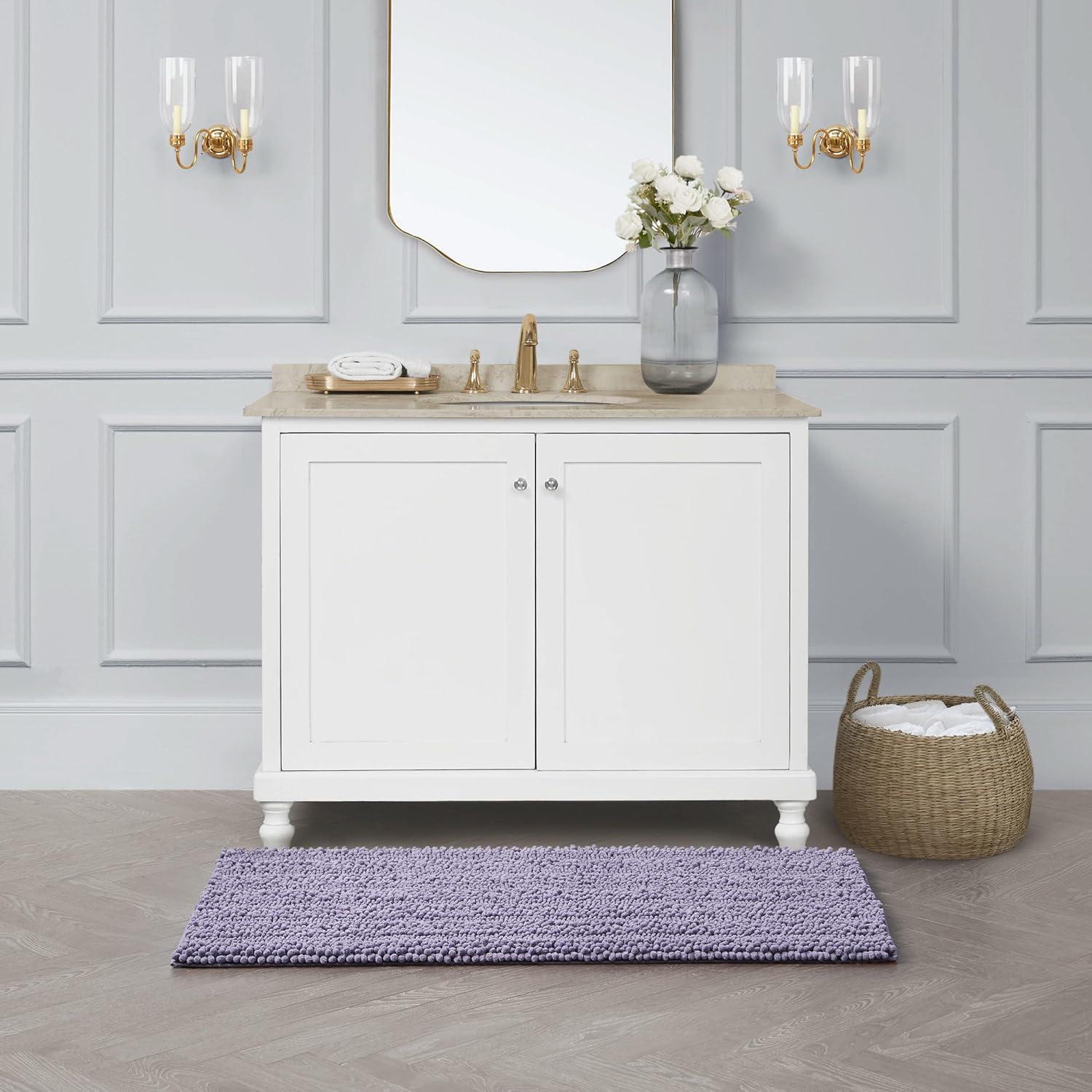 Wisteria Purple Chenille Non-Slip Polyester Bath Mat, 27" x 45"