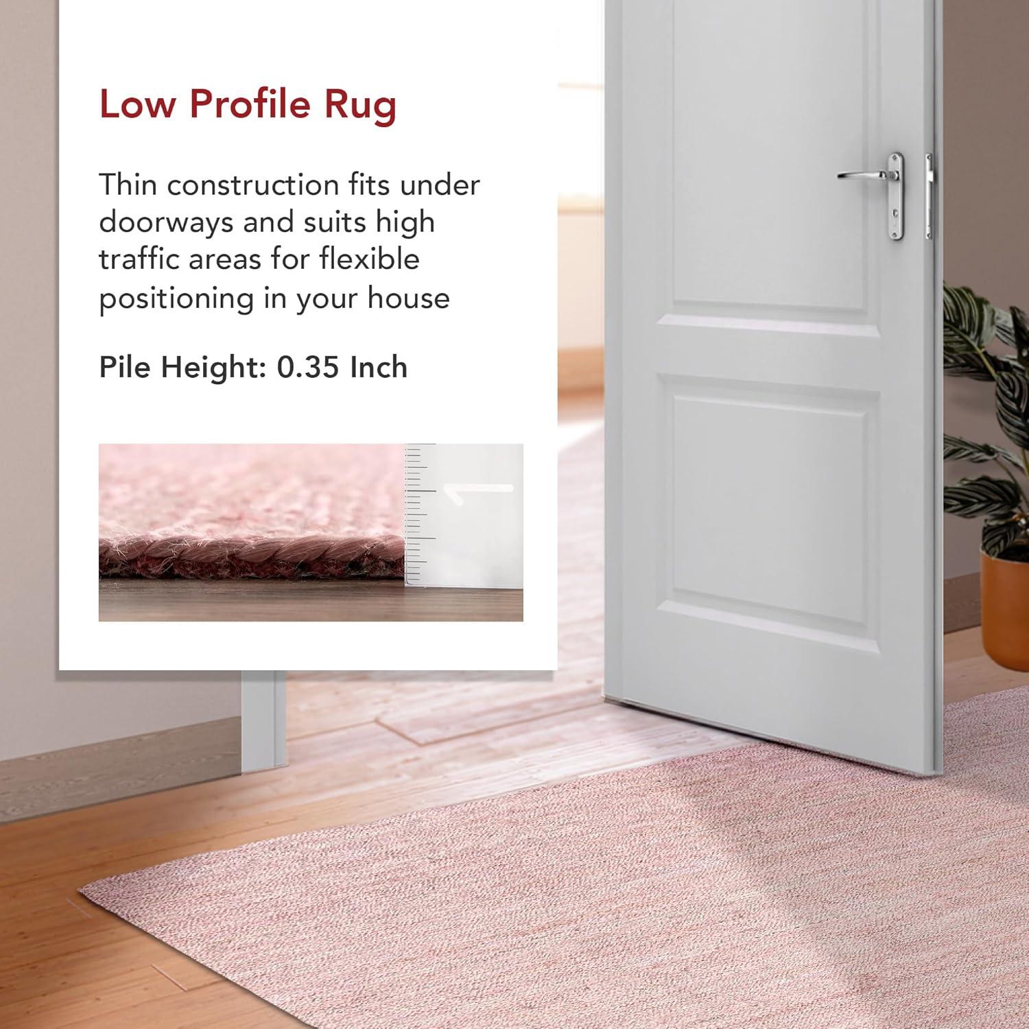 nuLOOM 6x9 Rigo Jute Hand Woven Area Rug, Pink, Solid Farmhouse Design, Natural Fiber, For Bedroom, Living Room, Dining Room, Hallway, Office, Kitchen, Entryway