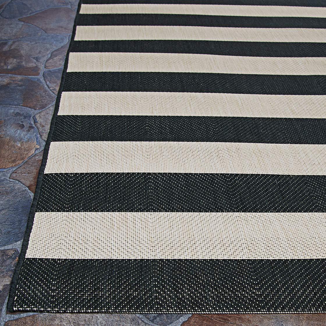 Couristan Afuera Yacht Club Rug, 9-Feet 2-Inch by 12-Feet 9-Inch, Onyx/Ivory