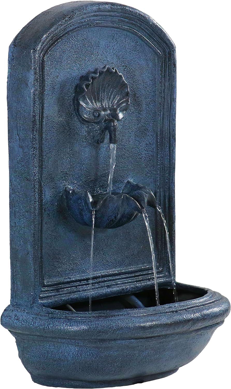 Sunnydaze 27"H Electric Polystone Seaside Outdoor Wall-Mount Water Fountain