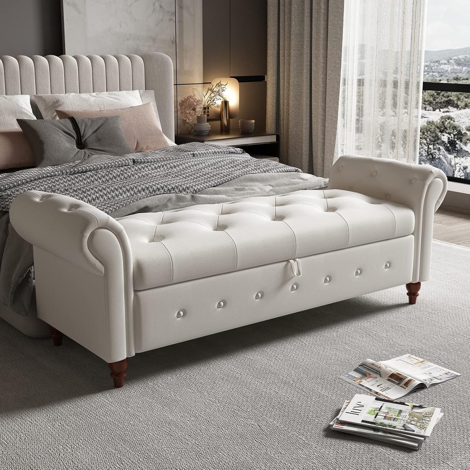 63" Bed Bench Pink Velvet