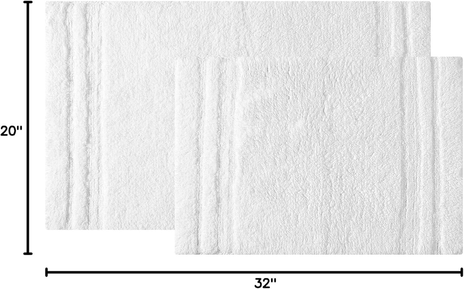 Eden Plush Pile Solid Reversible Cotton White 2 Piece Bath Rug Set