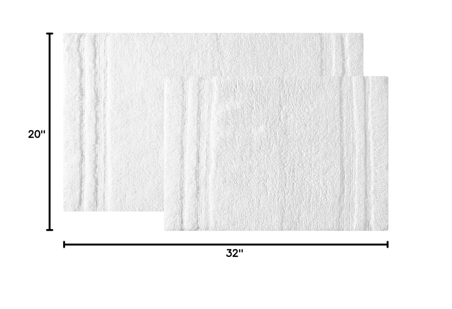 Vera Wang Eden Plush Pile Solid Reversible Cotton White 2 Piece Bath Rug Set