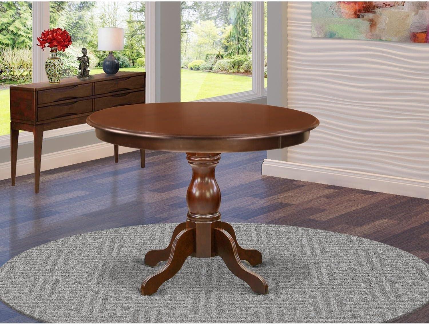 East West Furniture Eden Wood Dining Table with Pedestal Legs in Mahogany