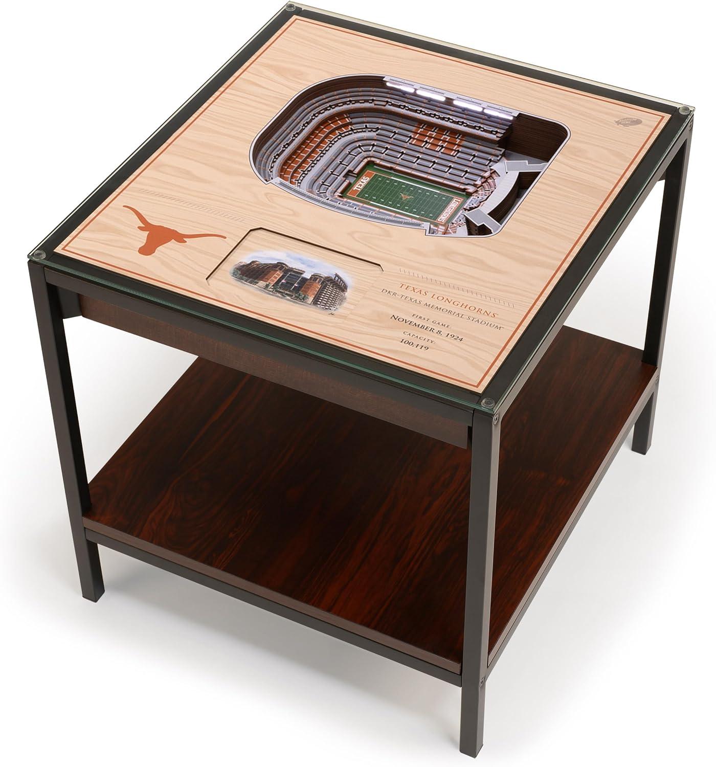 NCAA Texas Longhorns 25-Layer StadiumViews Lighted End Table