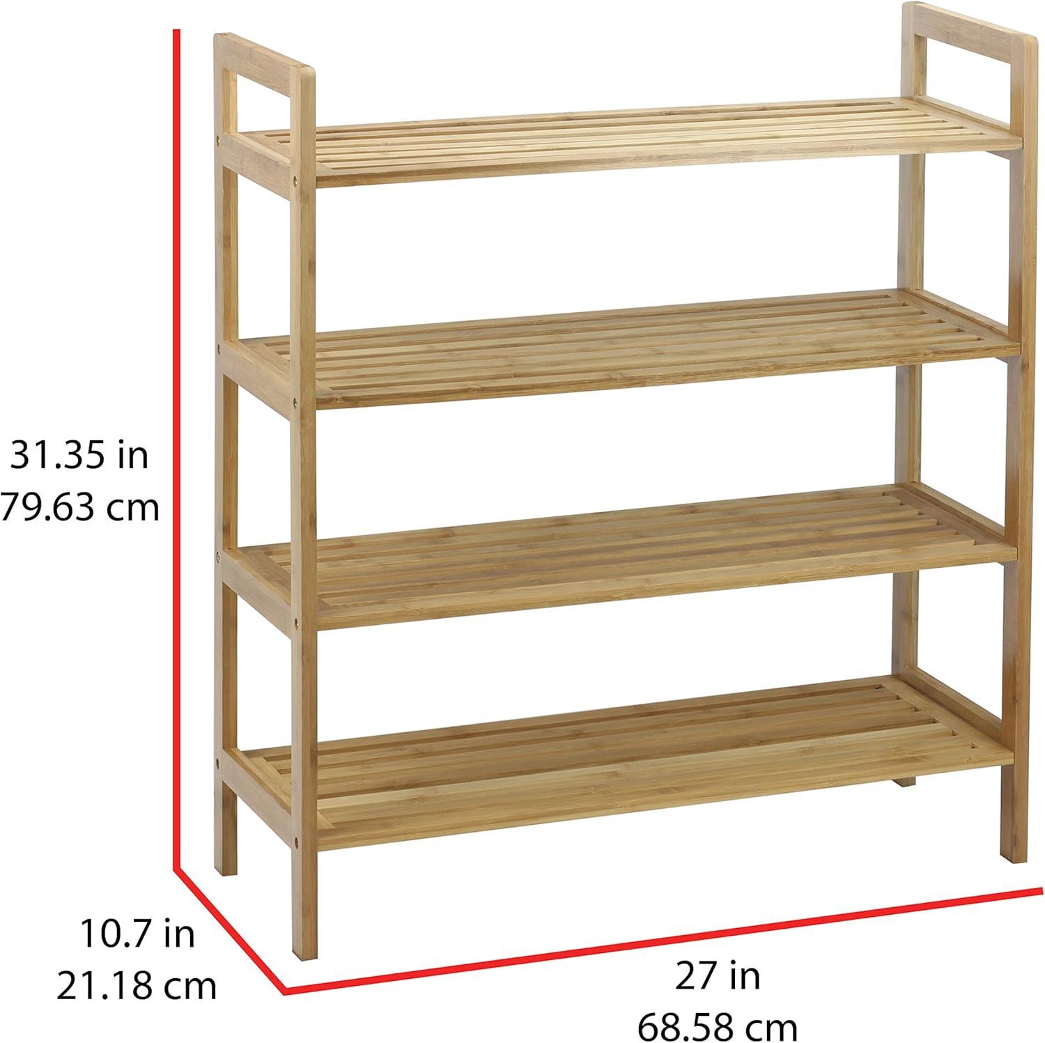 Natural Bamboo 4-Tier Stackable Shoe Rack