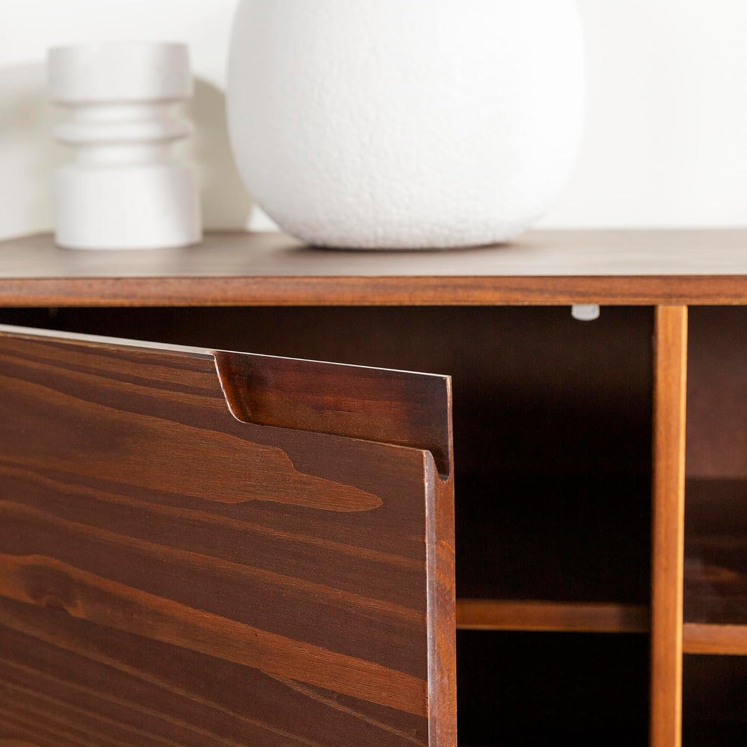 Walnut Solid Wood 58" Modern TV Stand with Cabinet