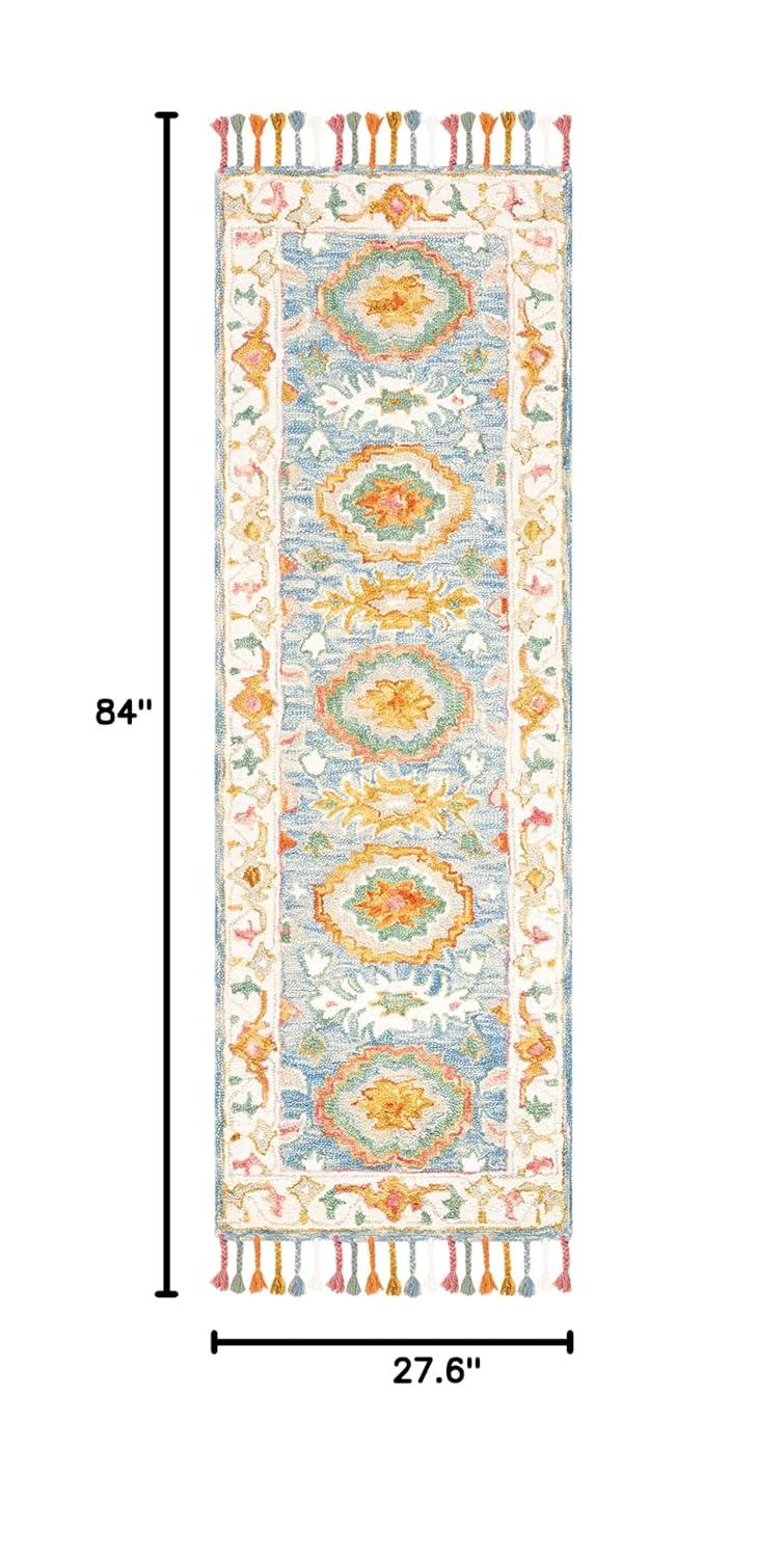 Aspen APN117 Hand Tufted Indoor Runner Rug - Blue/Ivory - 2'3"x7' - Safavieh