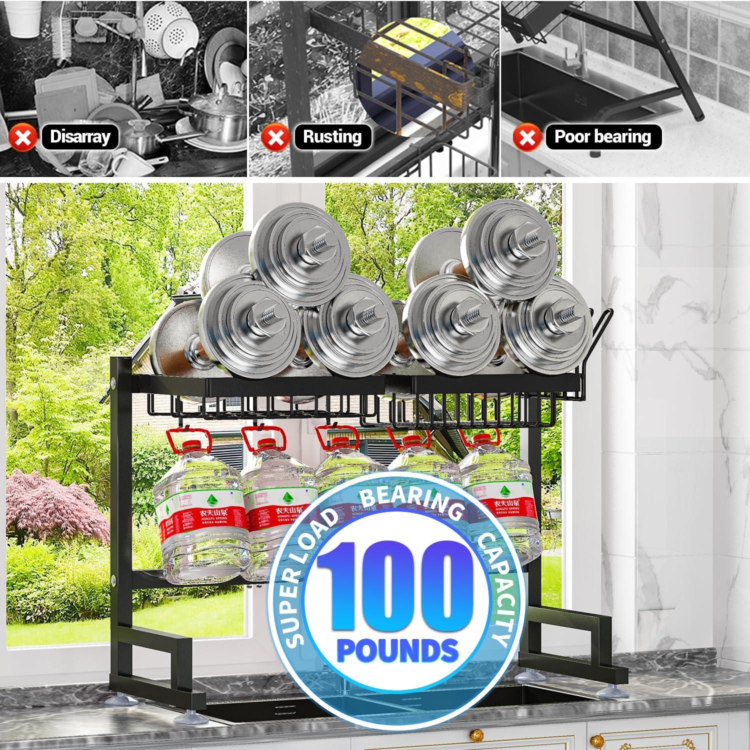 Black Stainless Steel Expandable Over Sink Dish Drying Rack