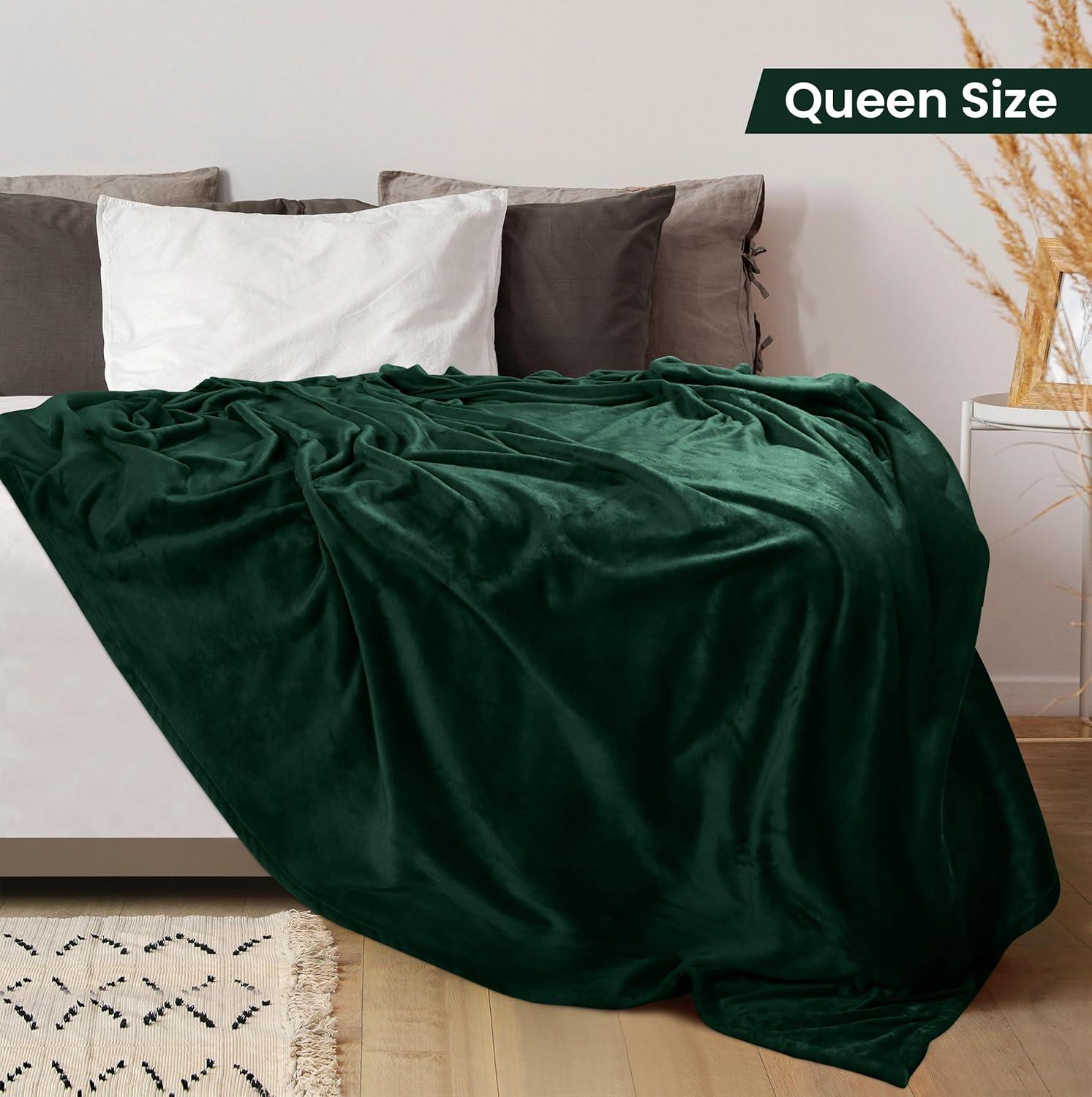 Forest Green Queen Fleece Reversible Blanket