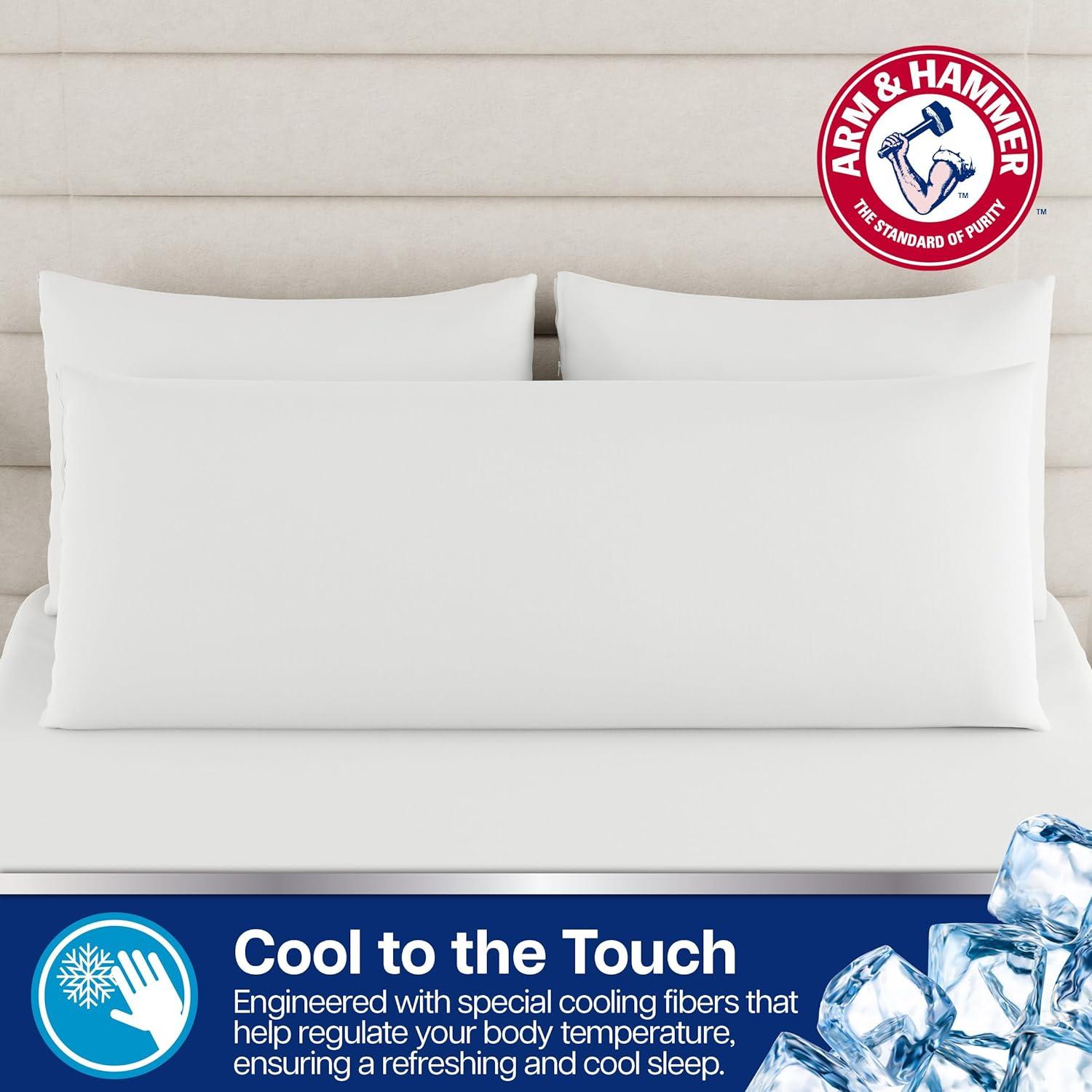 Arm & Hammer 20"x54" Cooling Comfort Zippered Body Pillow Cover White
