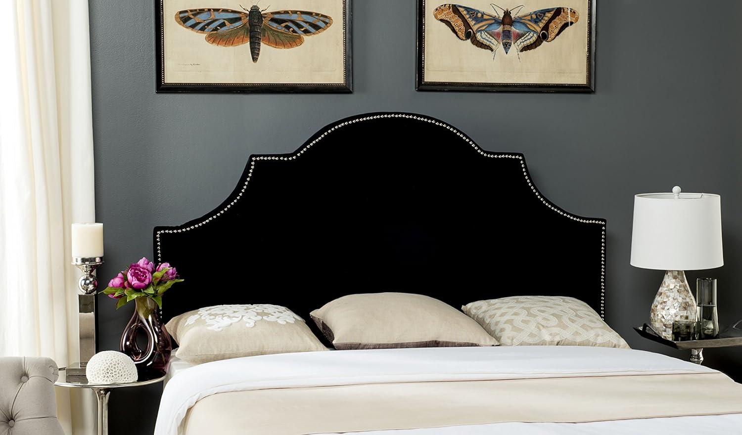SAFAVIEH Hallmar Classic Elegant Upholstered Headboard, Full, Black Velvet