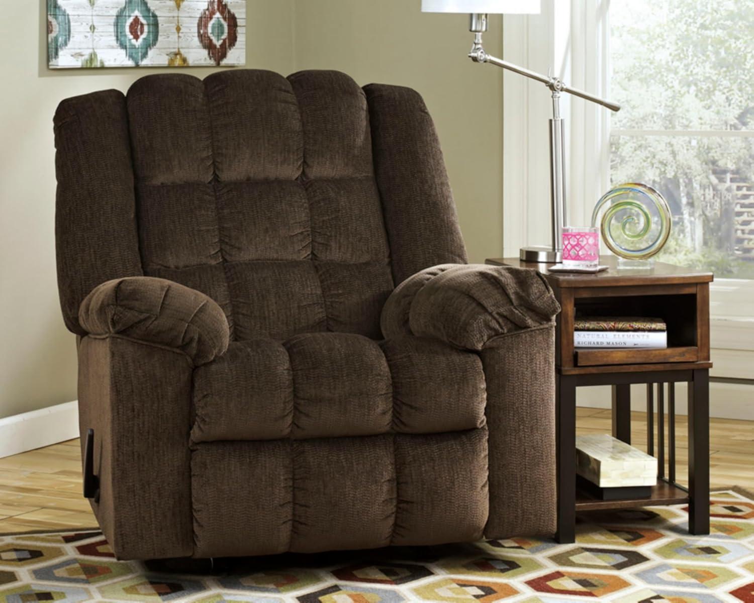 Ludden Rocker Side Lever Recliner Cocoa - Signature Design by Ashley: Plush Upholstery, Comfort Style