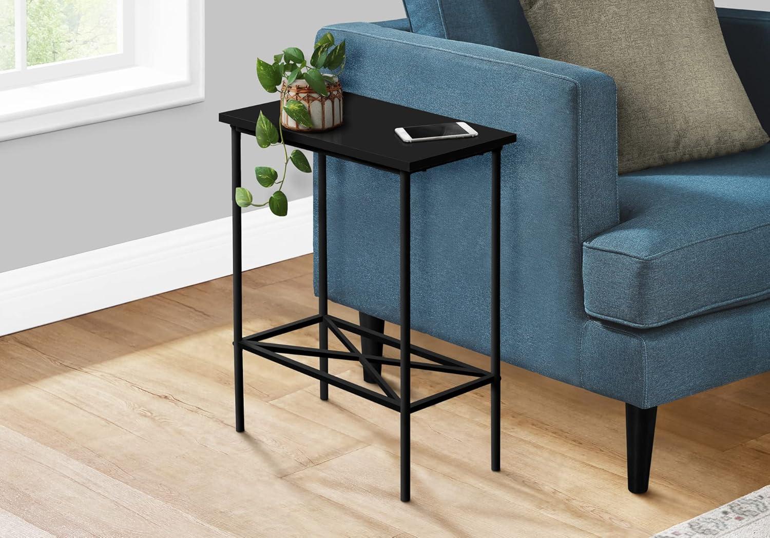 Accent Table - Side - End - Narrow - Small - 2 Tier - Bedroom - Black Laminate