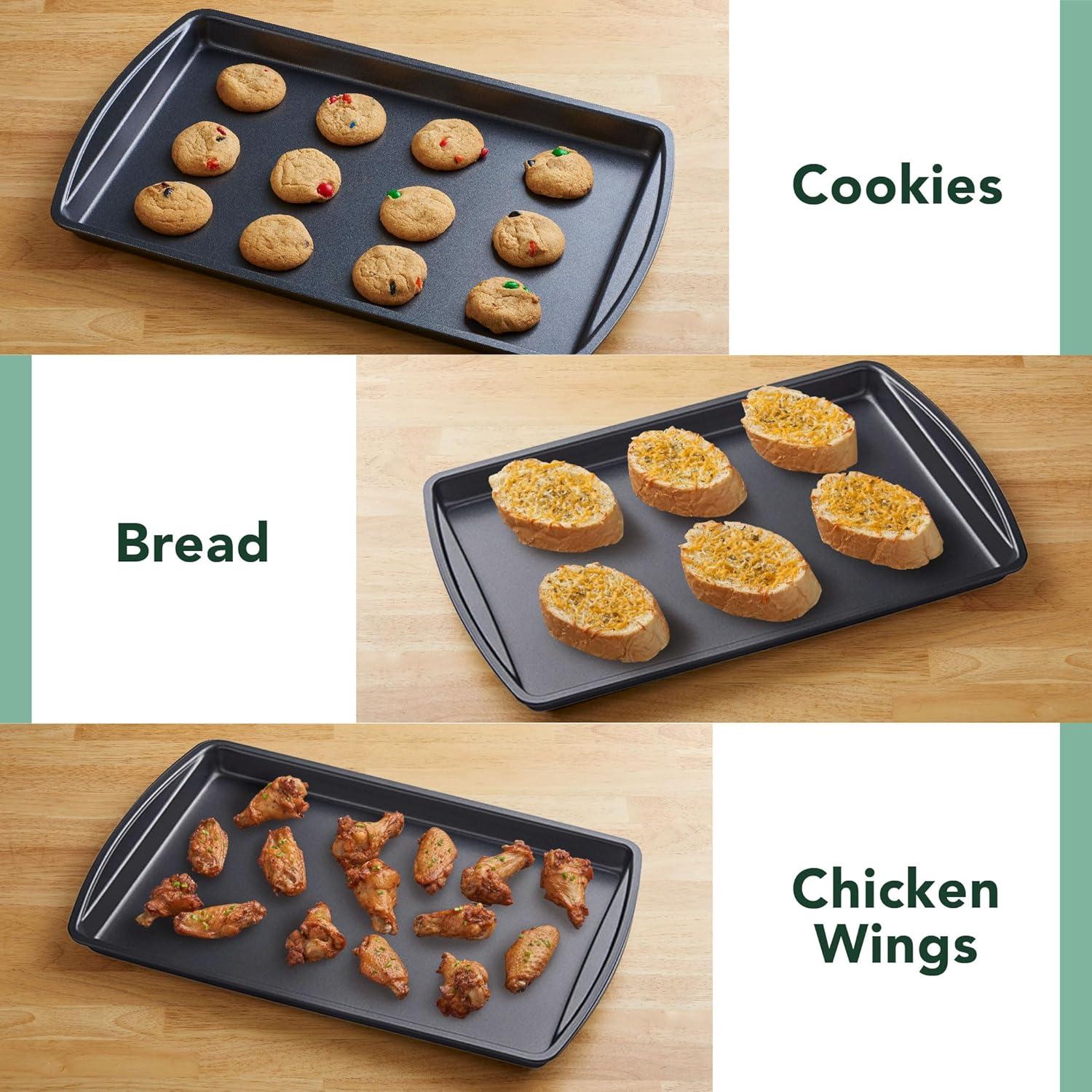 Nifty Solutions Set of 3 Non-Stick Cookie and Baking Sheets – Small, Medium and Large Pans, Non-Stick Coated Steel