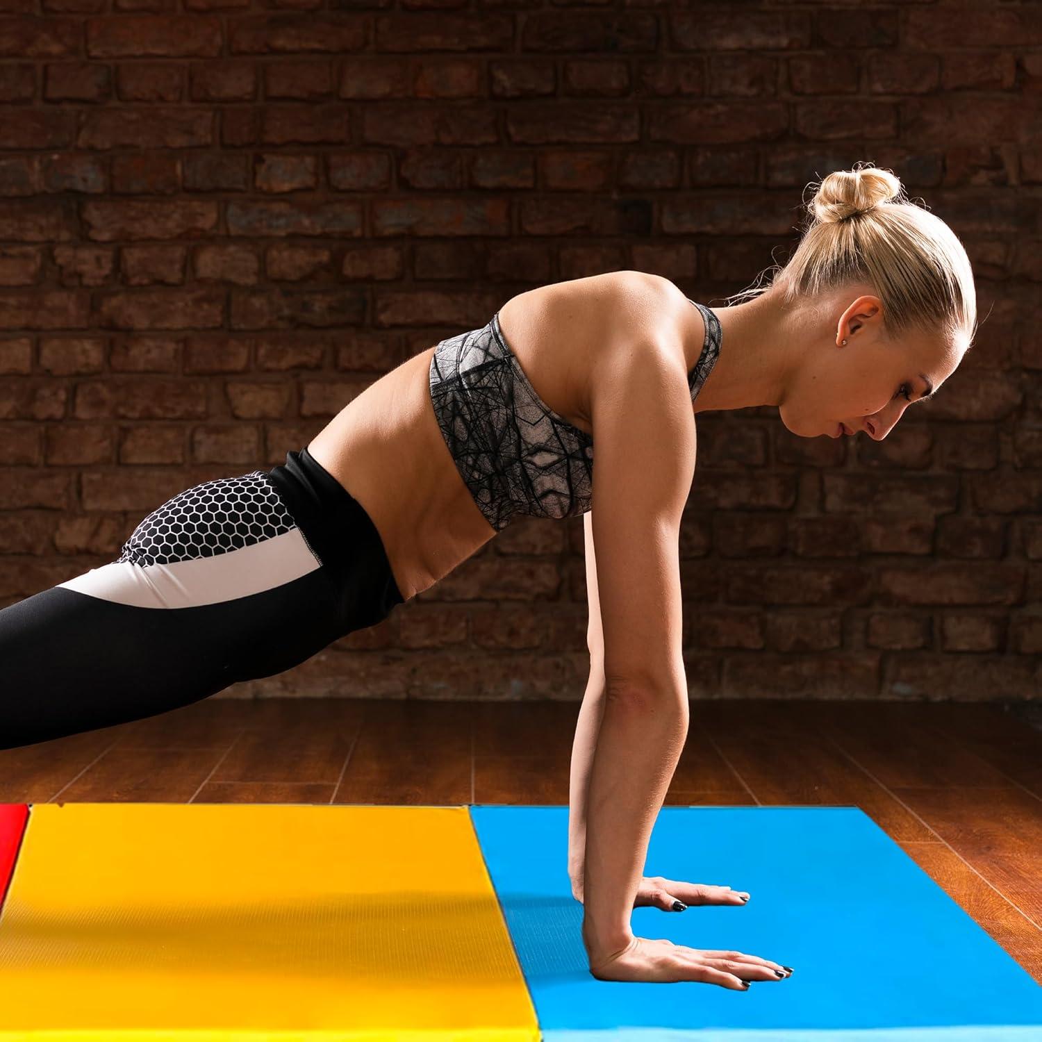 BalanceFrom Fitness Balancefrom Fitness Gogym 6' X 2' X 1.5" Folding 3 Panel Exercise Gym Mat, Blue