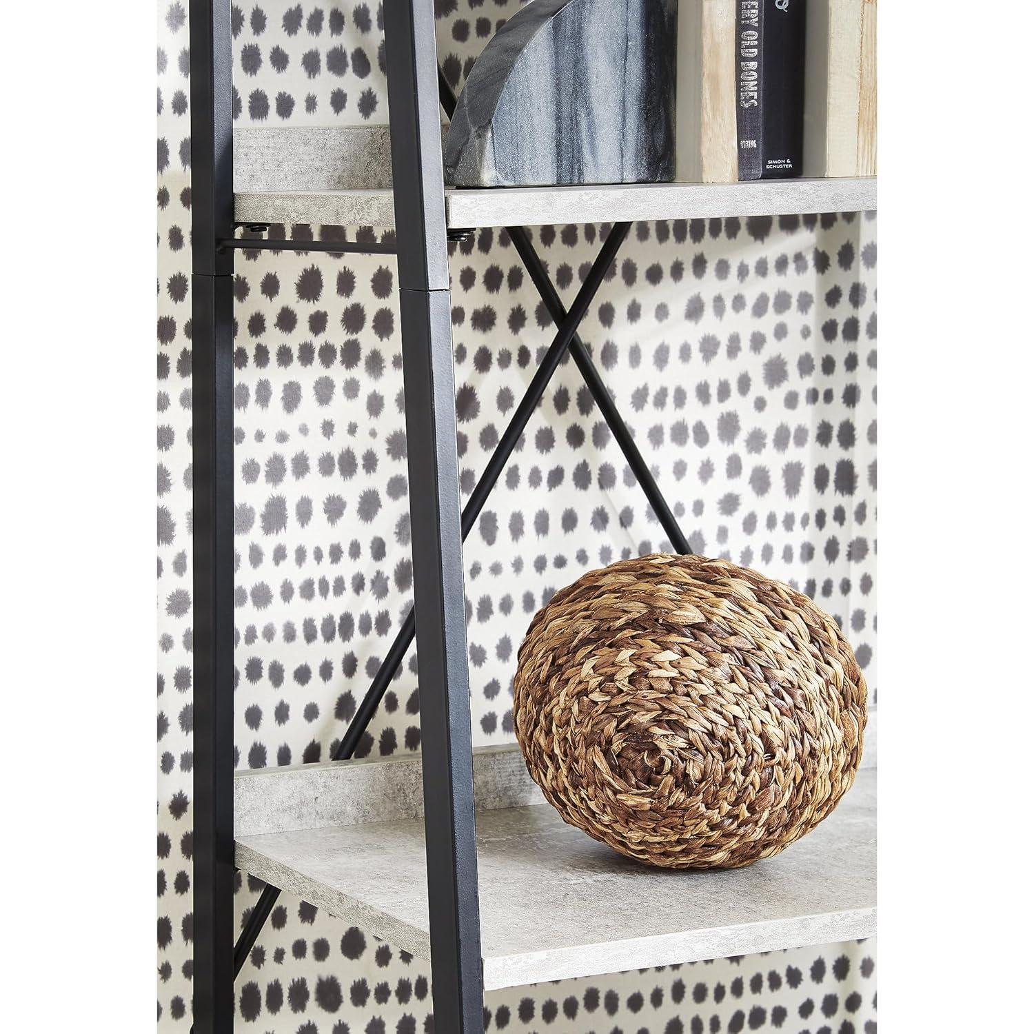Contemporary Black and Gray Faux Concrete 5-Shelf Bookcase