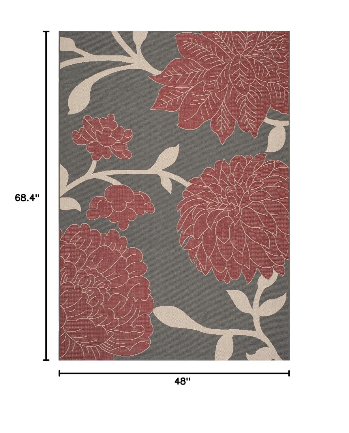 Courtyard CY7321 Power Loomed Indoor and Outdoor Area Rug - Anthracite/Red - 4'x5'7" - Safavieh