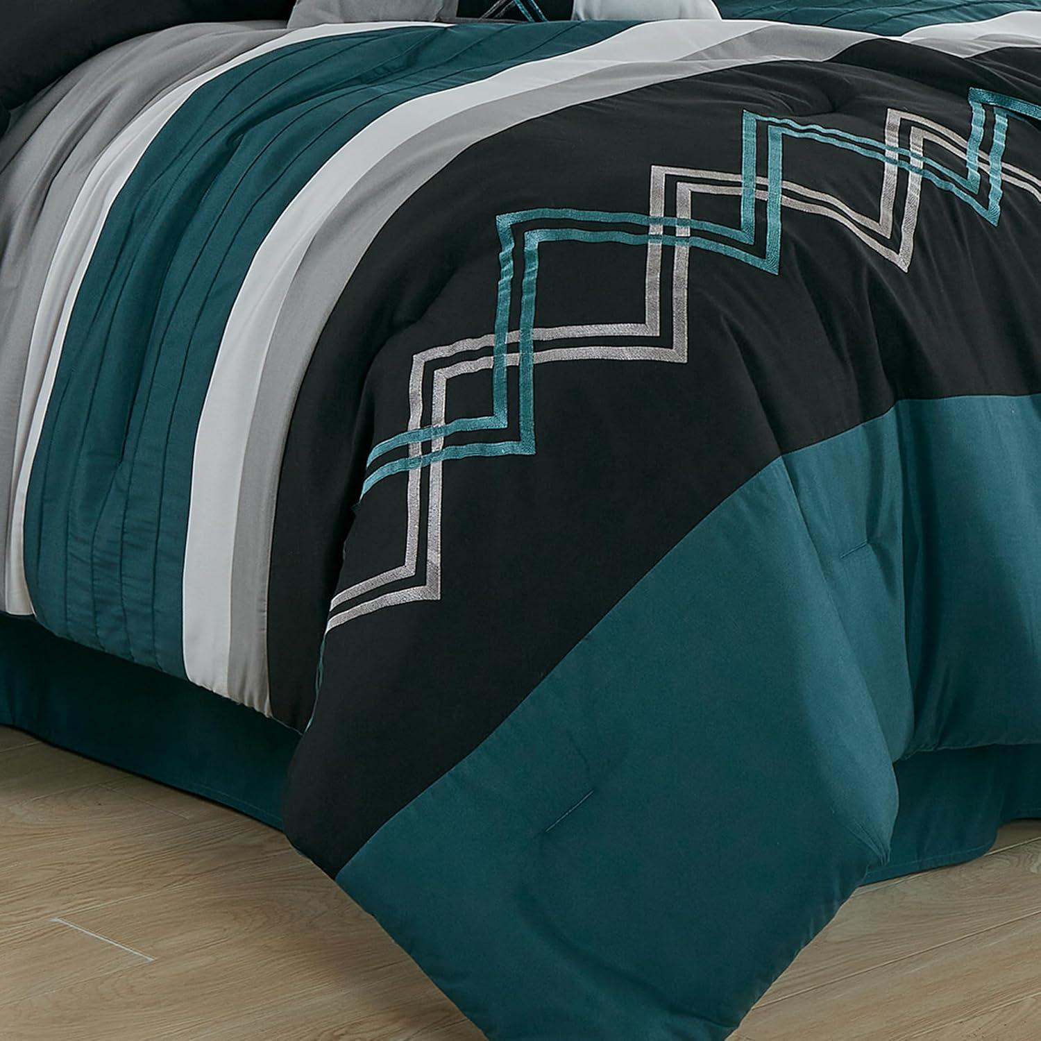 Chezmoi Collection Microfiber Modern & Contemporary 7 Piece Comforter Set