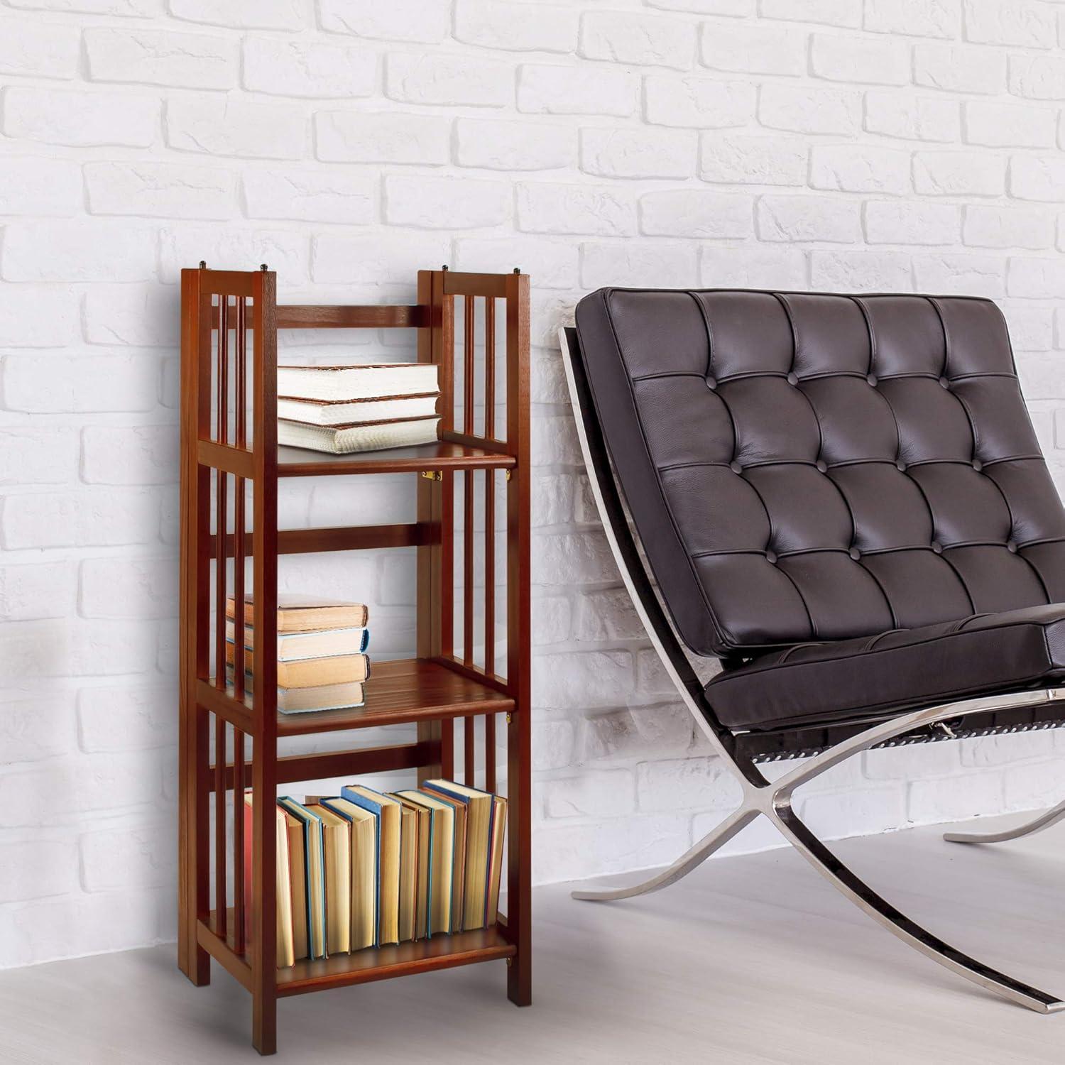 Casual Home 331-33 14 in. 3-Shelf Folding Bookcase, Walnut