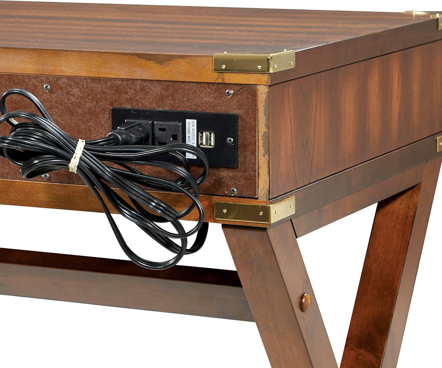 Wellington Toasted Wheat Wood Writing Desk with USB Port and Storage Drawers