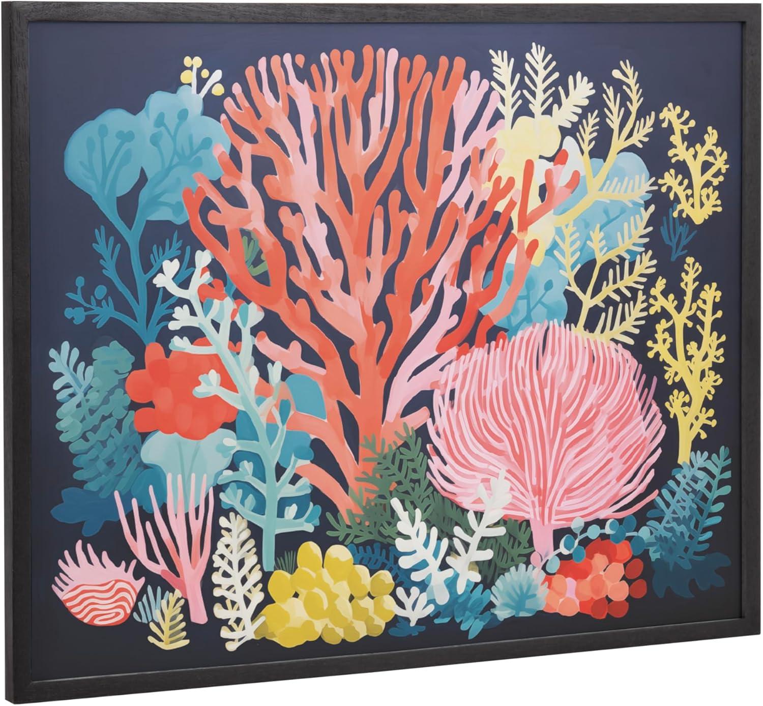 Kate & Laurel All Things Decor 20"x16" Gallery Bright Coral Underwater Ocean Print by The Creative Bunch Studio Black