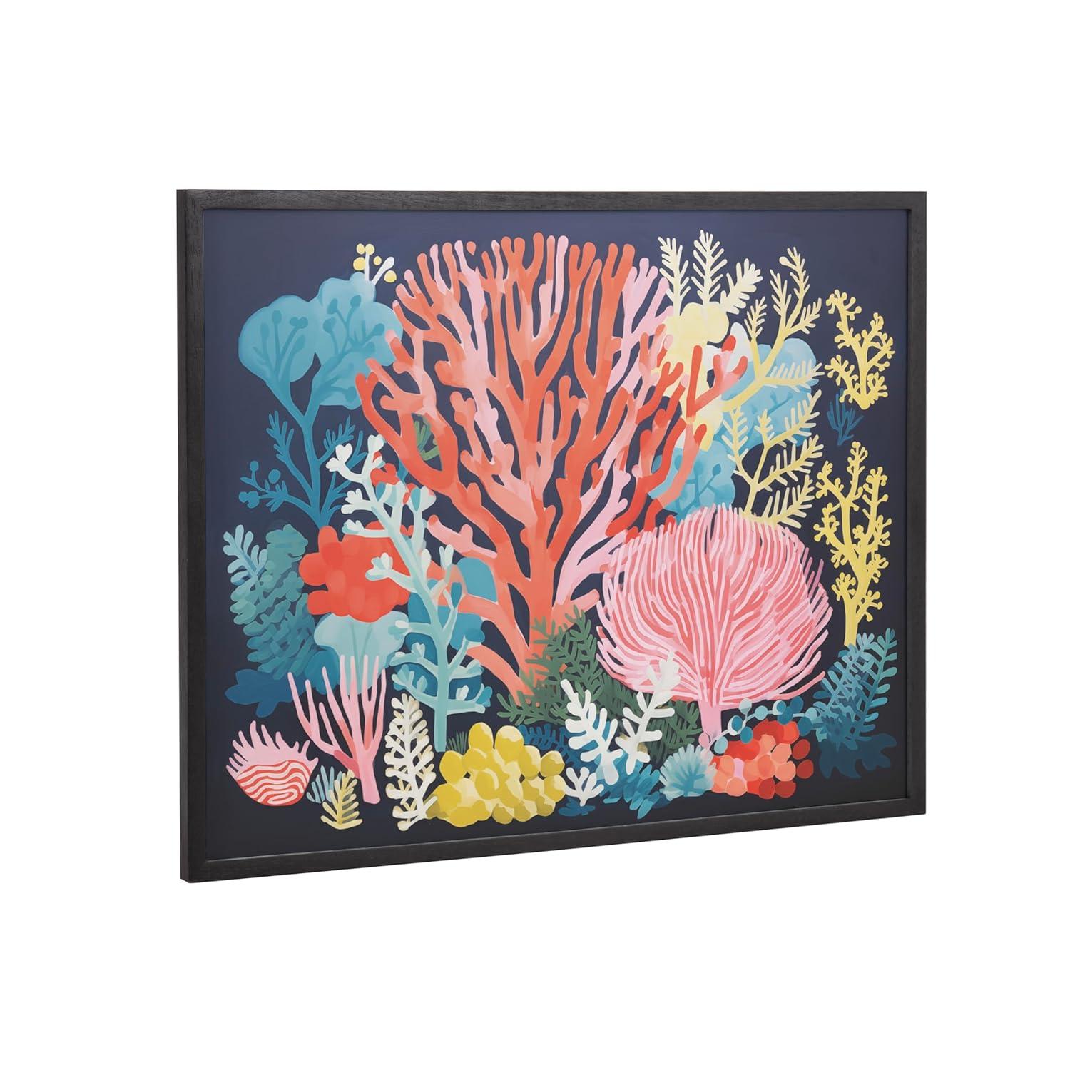 Kate & Laurel All Things Decor 20"x16" Gallery Bright Coral Underwater Ocean Print by The Creative Bunch Studio Black