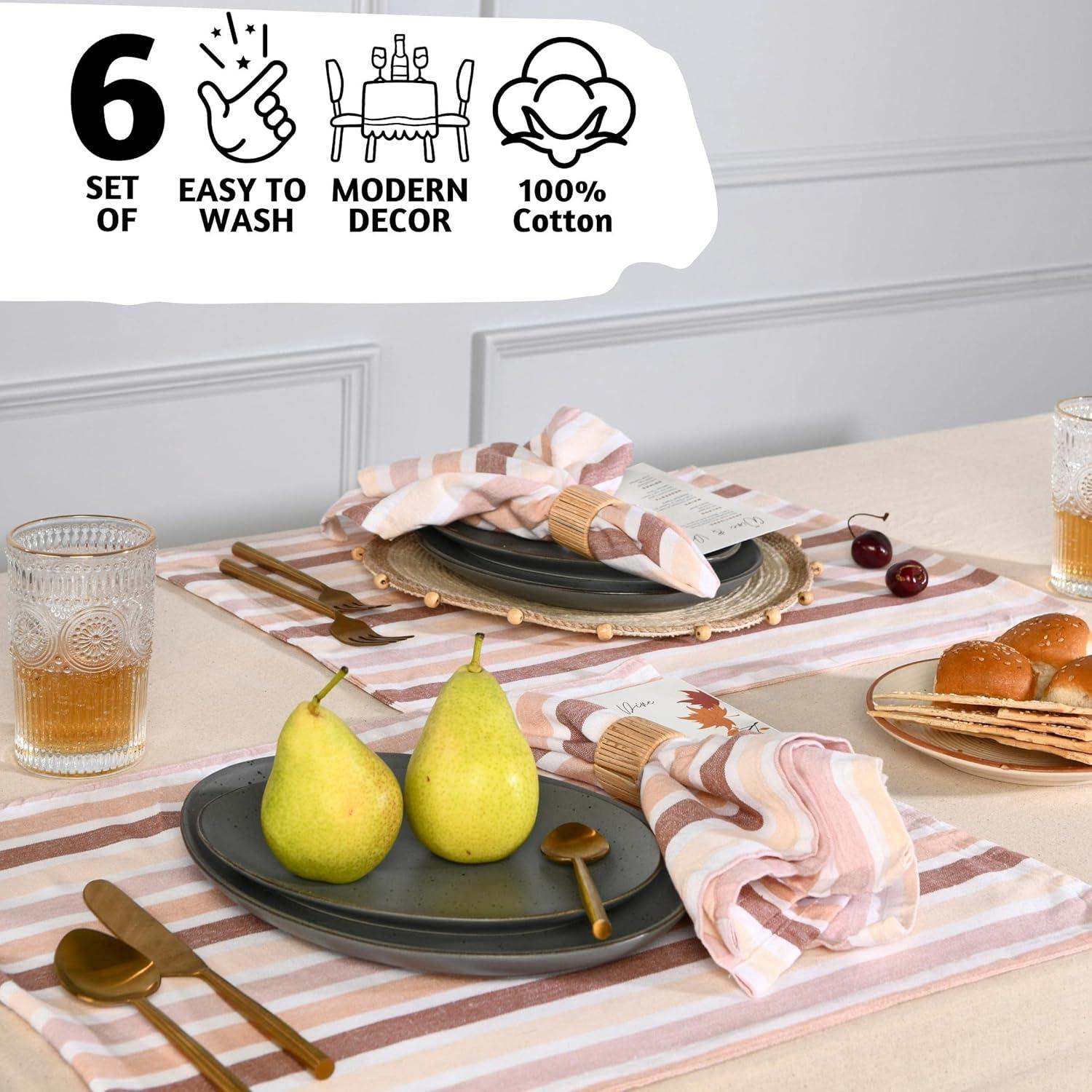 Folkulture Woven Placemats Set of 6, 100% Cotton Table Placemats Heat Resistant, Washable for Boho or Farmhouse Decor 14" x 19" (Christmas Story)