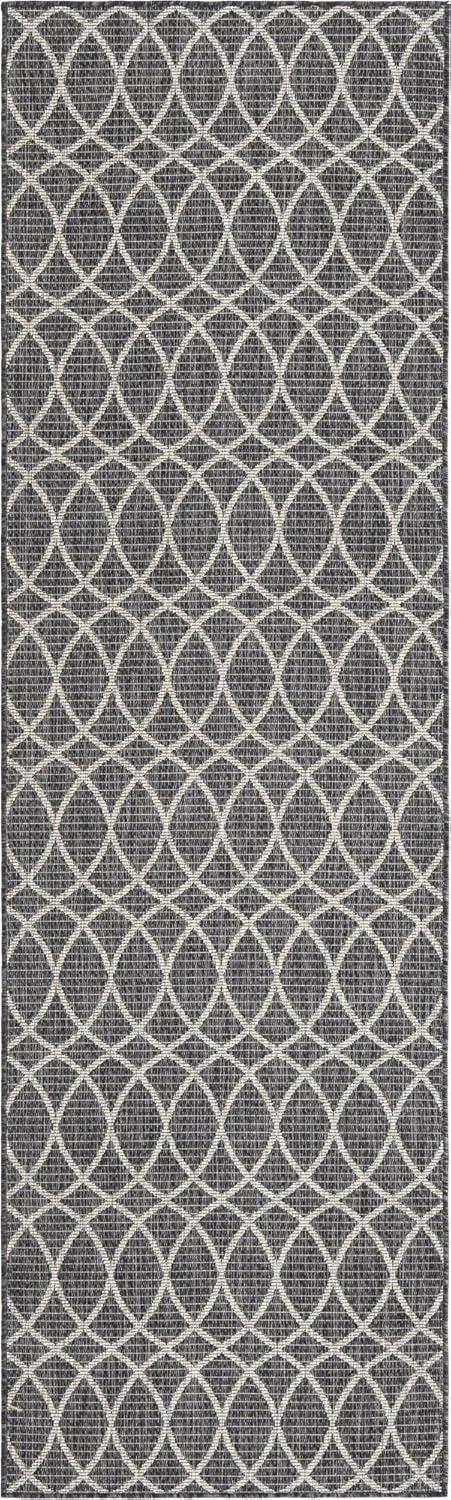 Unique Loom Outdoor Trellis Collection Area Rug - Gitter (2' 11" x 10' Runner Charcoal/Ivory)