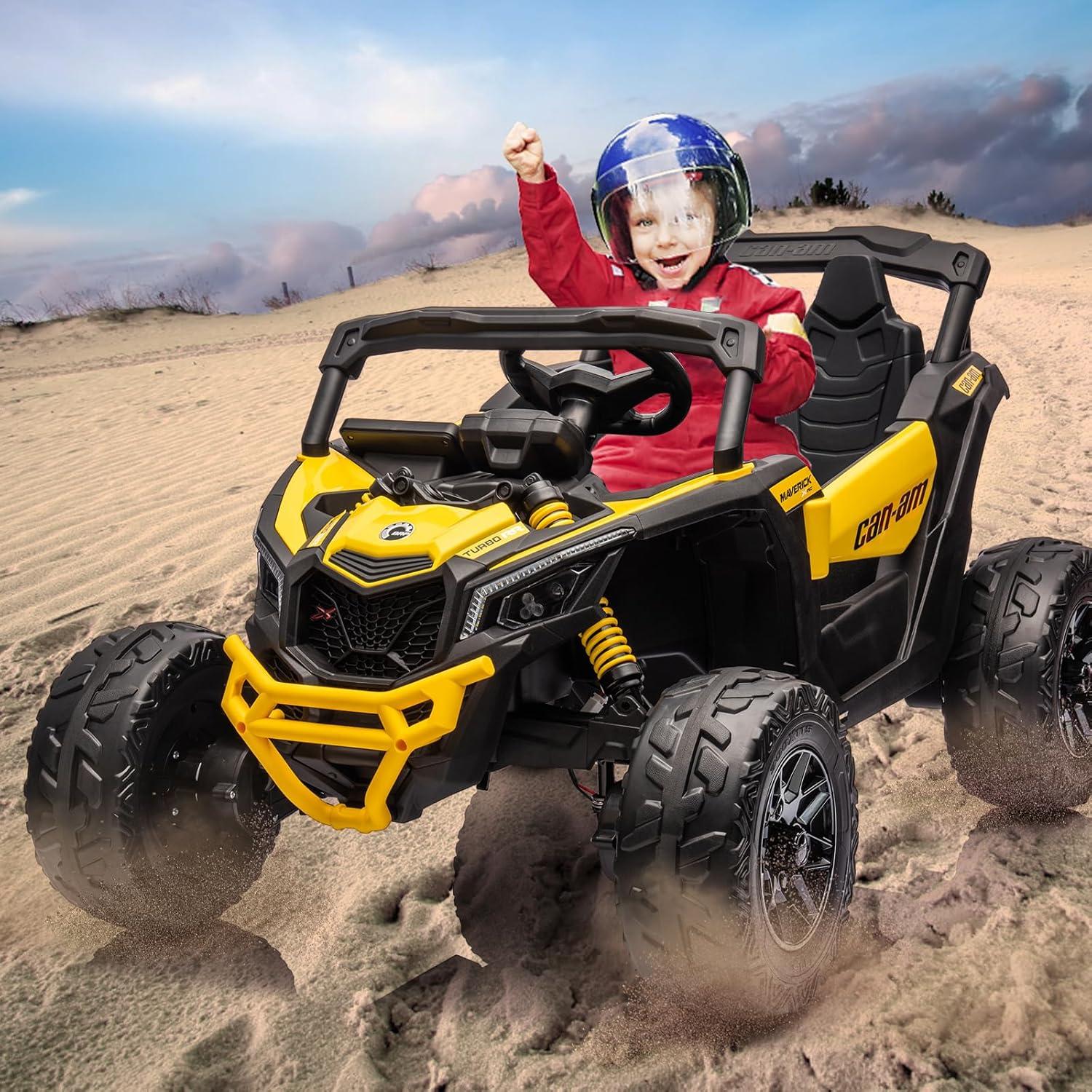 12V Ride on UTV Car, Licensed Can-Am Electric Off-Road UTV Car, Kids Truck Remote Control, Large Seat, Ride on Toy for Kids