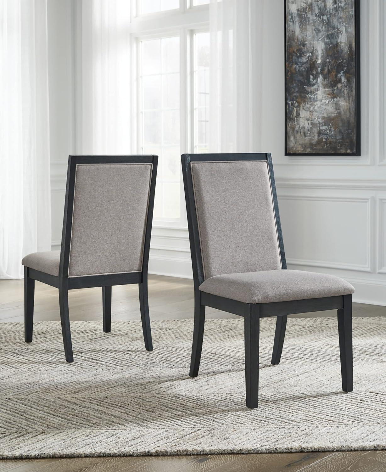 Signature Design by Ashley Foyland Dining Upholstered Side Chair, 2 Count, Black & Gray