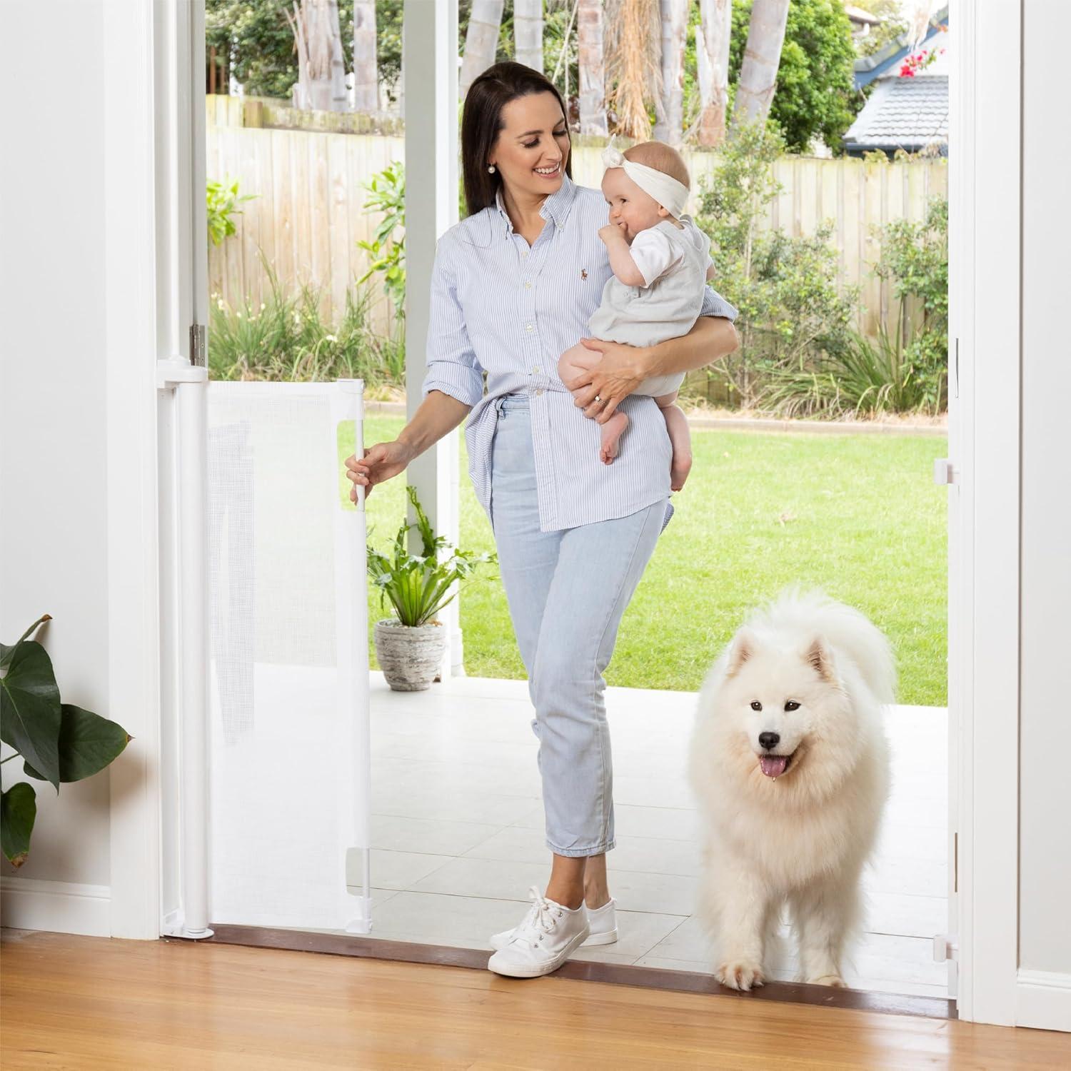 Perma Child Safety 71" Wide x 41" Tall Retractable Baby Gate - 3122 - White