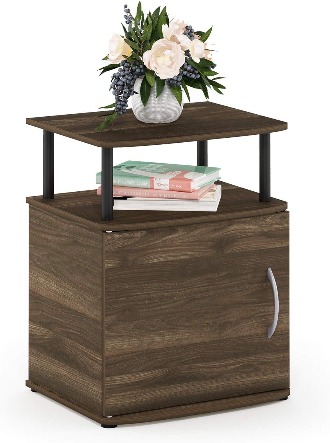 Furinno JAYA Utility Design End Table, Columbia Walnut/Black