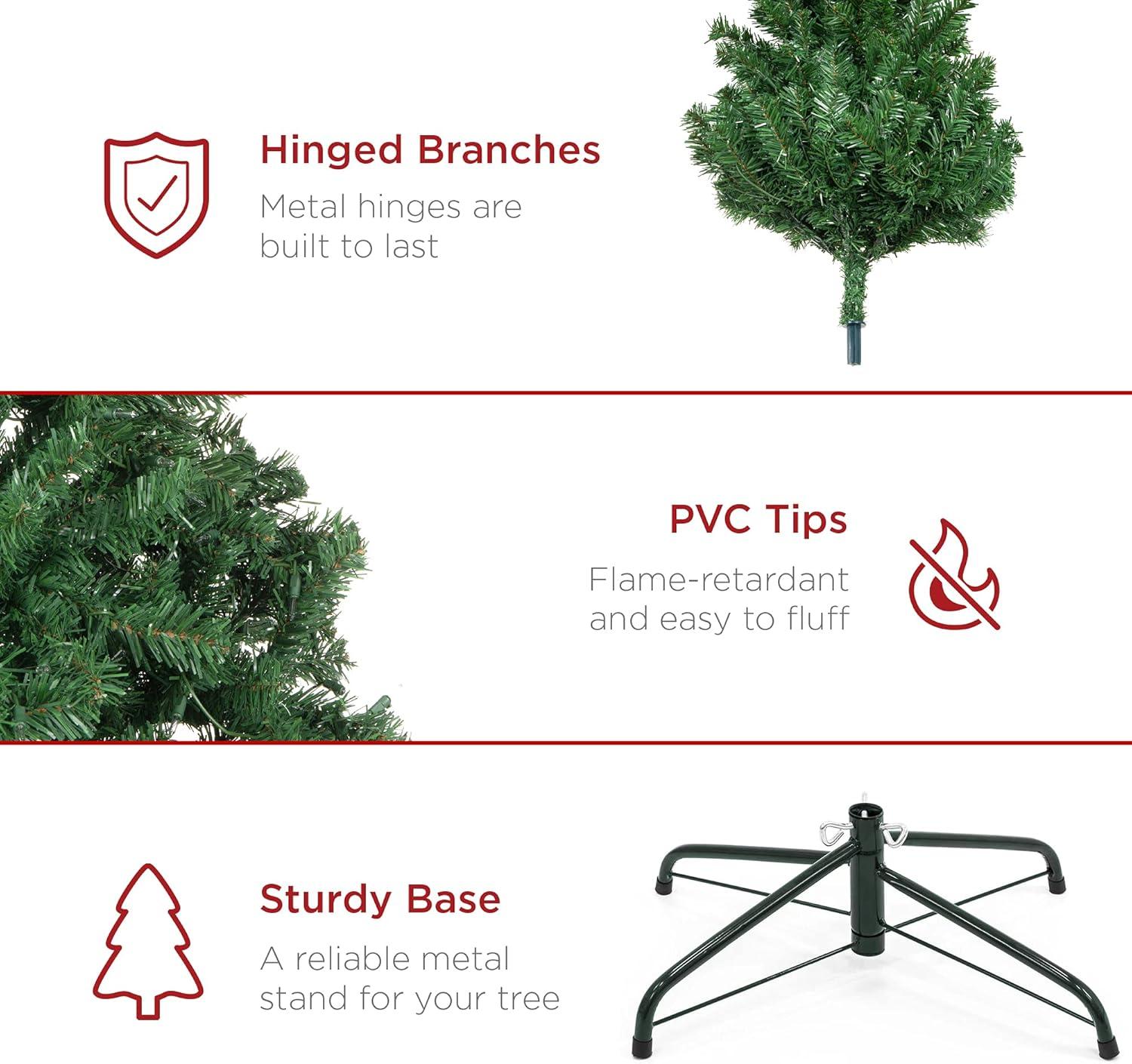 Best Choice Products Premium Spruce Artificial Christmas Tree w/ Easy Assembly, Metal Hinges & Foldable Base