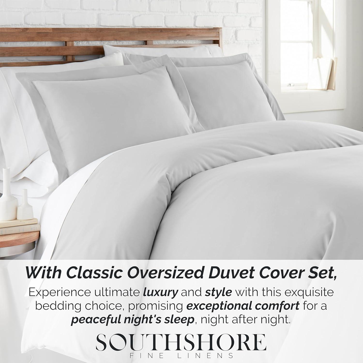 Light Grey Ultra-Soft Microfiber California King Duvet Cover Set