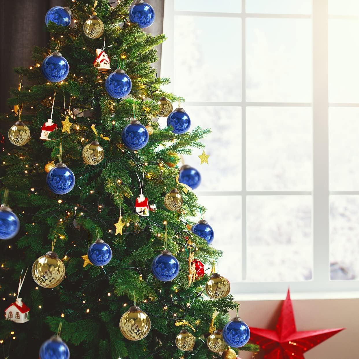 Set of 4 Gold Mercury Glass Ornaments (3.15" Classic Twist Ball) Perfect for Christmas Tree, Hanging Holiday Decoration, Gifts & Home Decor