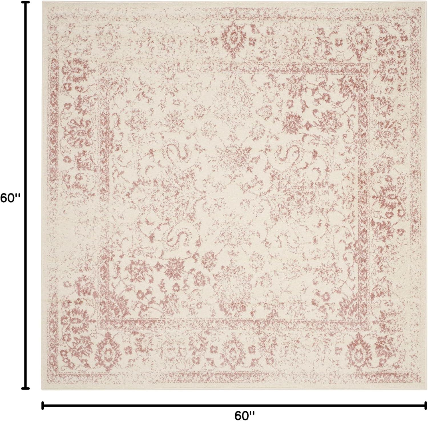 Adirondack ADR109 Machine Made Indoor Area Rug - Ivory/Rose - 5'x5' - Safavieh