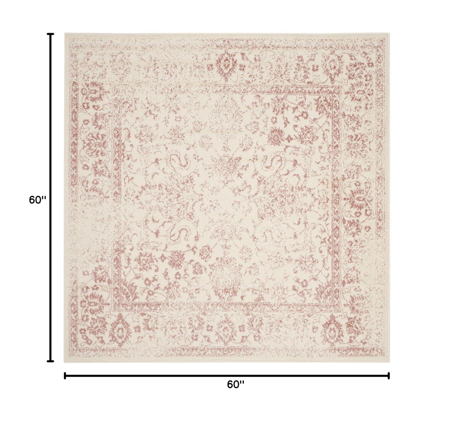 Adirondack ADR109 Machine Made Indoor Area Rug - Ivory/Rose - 5'x5' - Safavieh