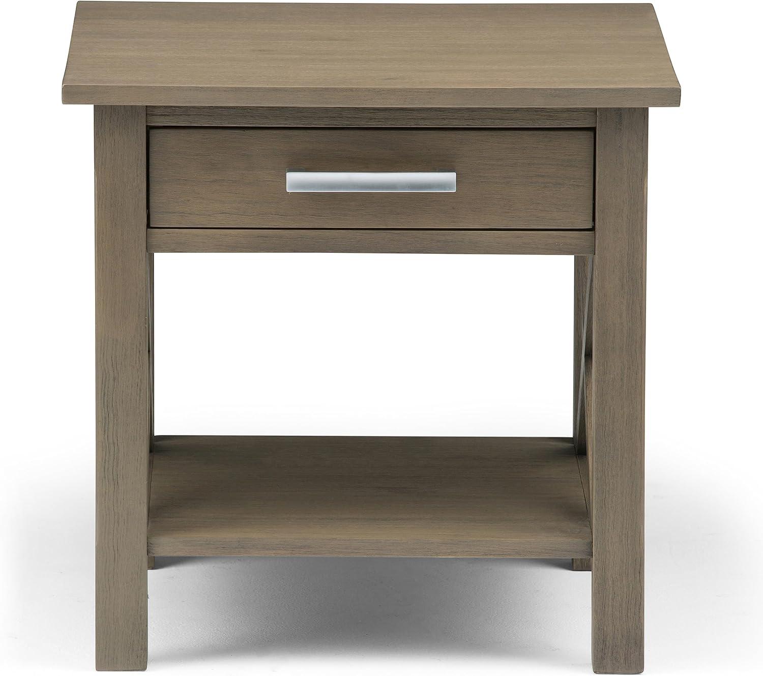 Farmhouse Gray Contemporary Square End Table with Storage