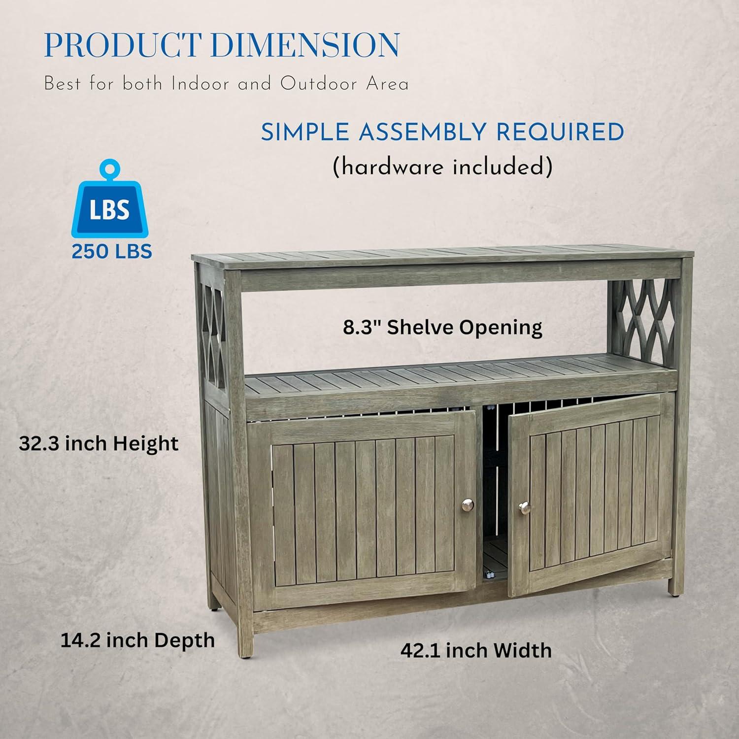 DTY Outdoor Living Longs Peak Eucalyptus Sideboard, Driftwood Gray