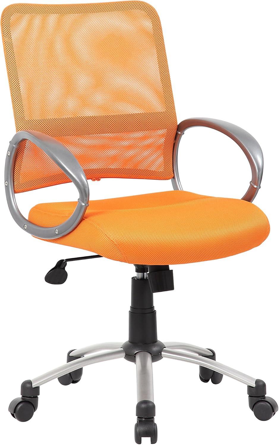 Ergonomic Orange Mesh Task Chair with Pewter Metal Base