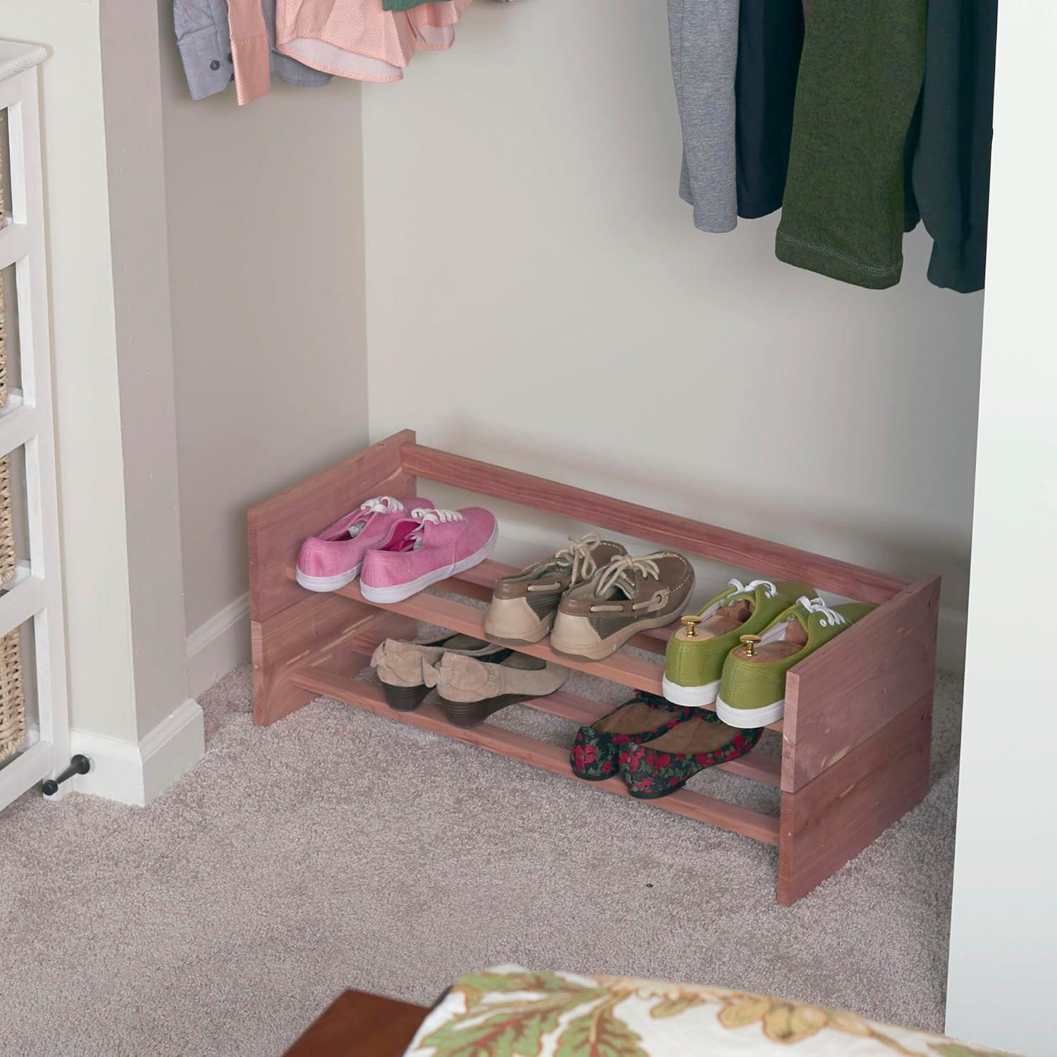 Rebrilliant Stackable Solid Wood Shoe Rack (Set of 2)