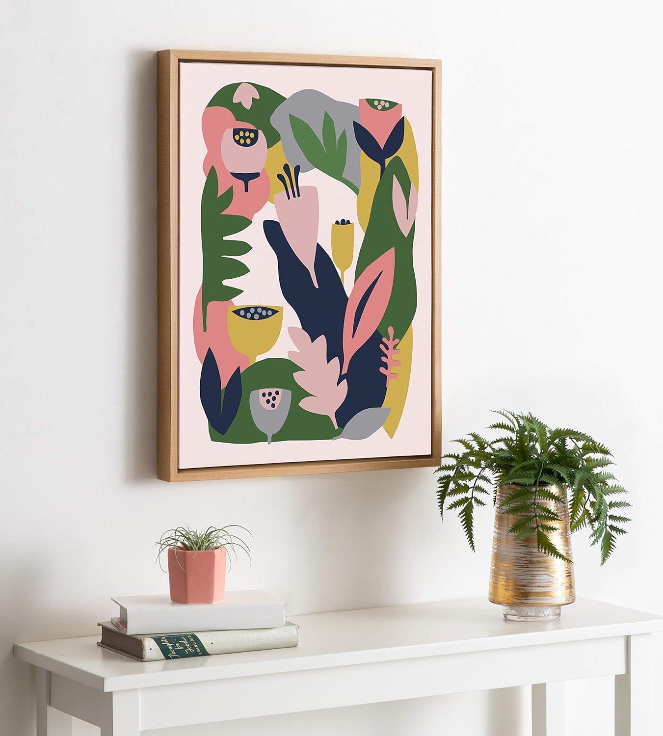 18" x 24" Sylvie Myriam's Garden by Myriam Van Neste Framed Wall Canvas Natural - Kate & Laurel All Things Decor: Modern Style