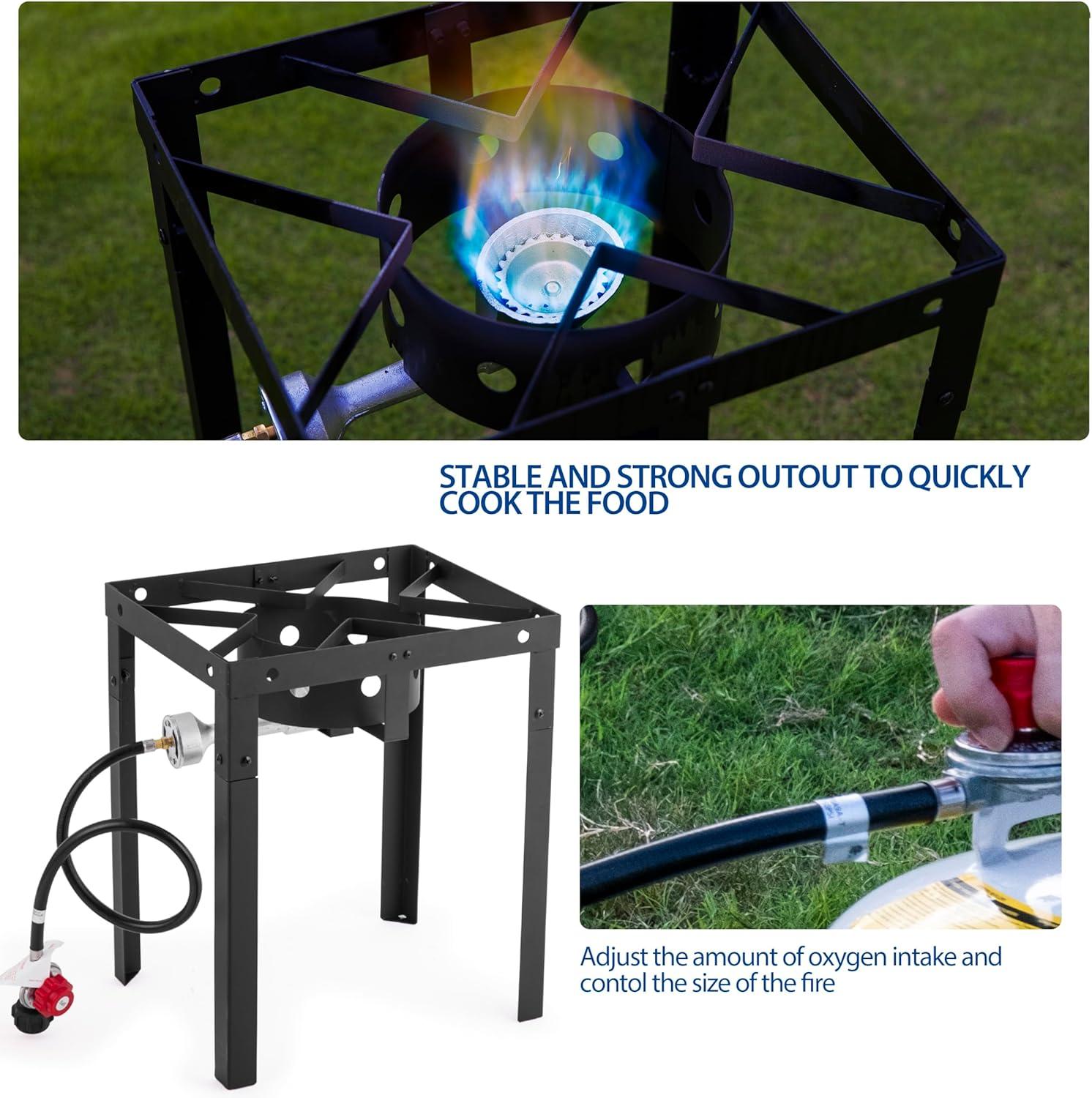 OuterMust Outdoor Propane Rectangular Deep Fryer Kit with 18 qt. Frying Pan & Dual Baskets