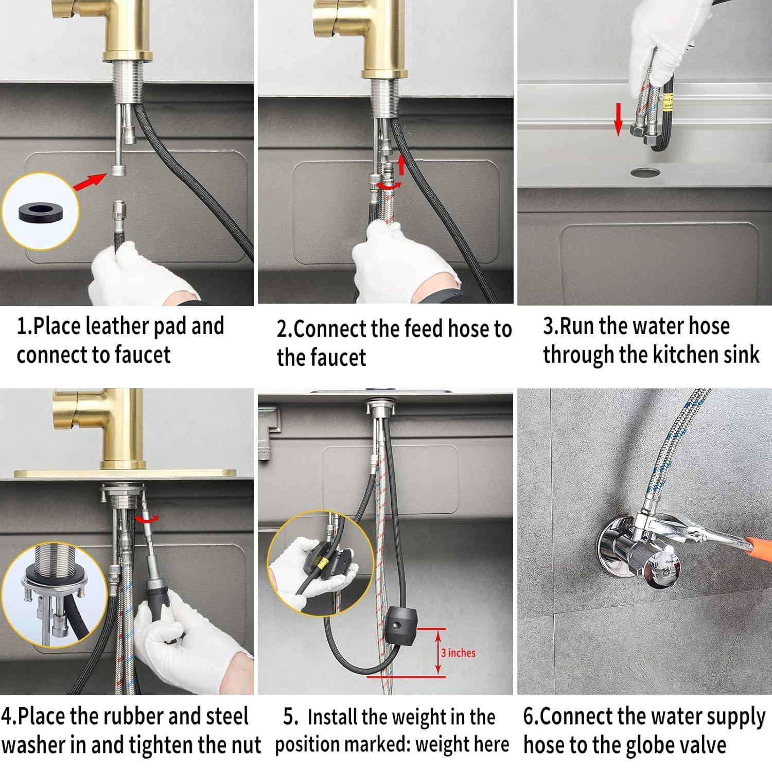 GAGALIFE Single Handle Pull Down Sprayer Kitchen Faucet High Arc Stainless Steel Faucet with 3-Function Sprayer JJL-CL-PT-SDP-G