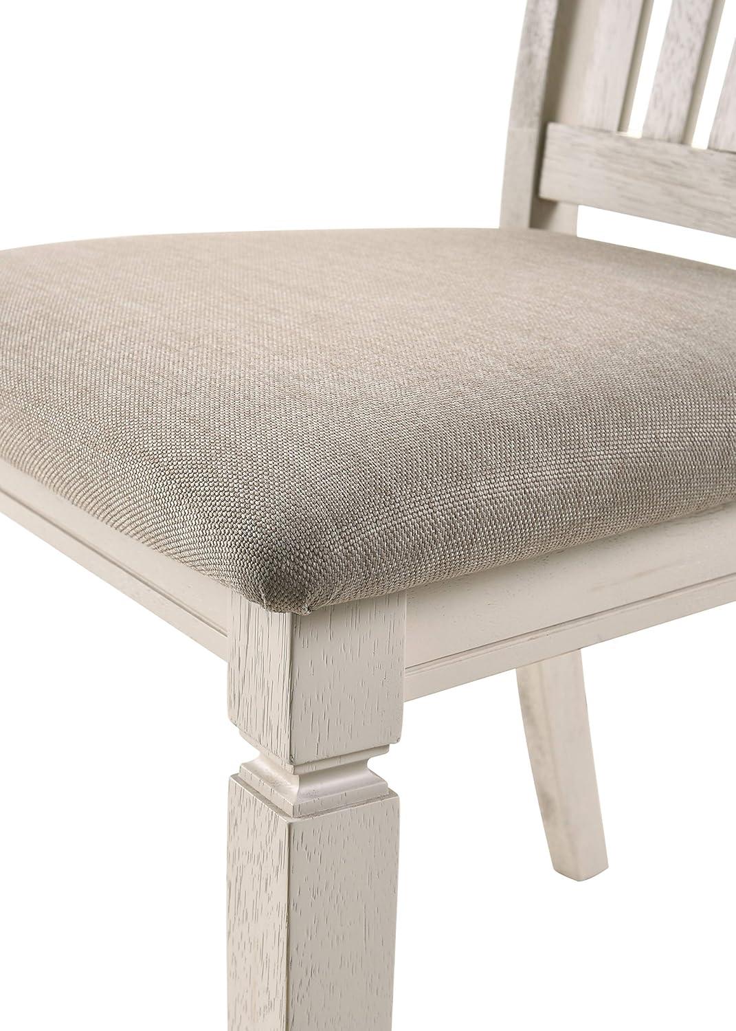 18" Fedele Accent Chair Tan Fabric/Cream Finish - Acme Furniture: Linen Upholstery, Wood Frame, No Assembly Required